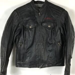 Harley Davidson Black Leather Jacket w/ Burgundy Embroidery - LW Women's Large